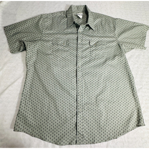Wrangler Wrancher Geometric Pearl Snaps SS Shirts Men's Size 2XT MTW1414 - Picture 1 of 10